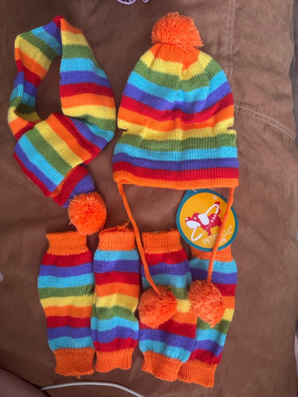 Rainbow Stripe doggie  Hat & Accessories Set -
